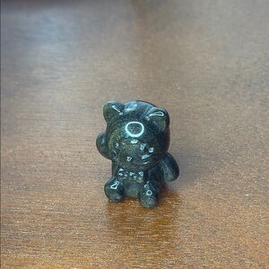 Black Golden Sheen Obsidian Cat Carving